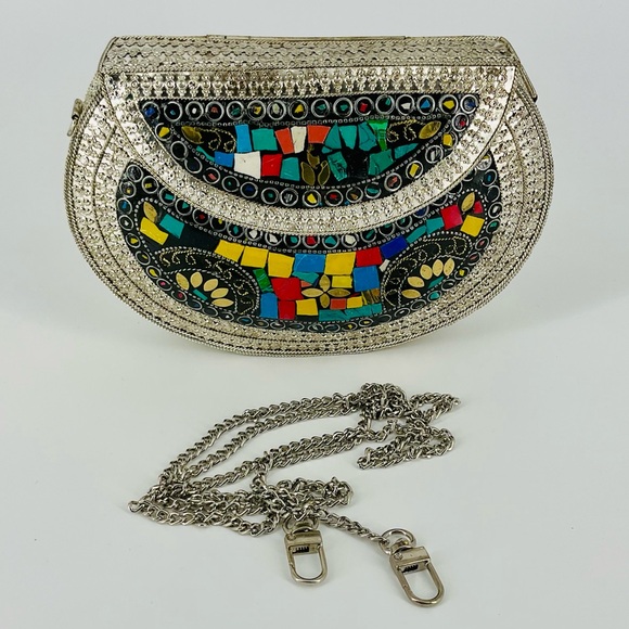 Ramla Handbags - RAMLA Colorful Mosaic Clutch/Crossbody Bag